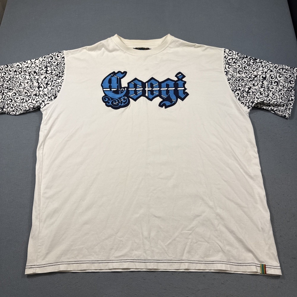 Coogi OFF WHIT Short Sleeve Pullover Shirt Men's 4XL Embroidered Logo Bling